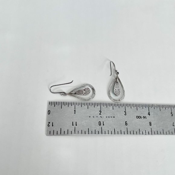 925 Sterling Silver Turquoise Earrings Dangle Drop Teardrop Signed SX Sally C - Picture 4 of 8